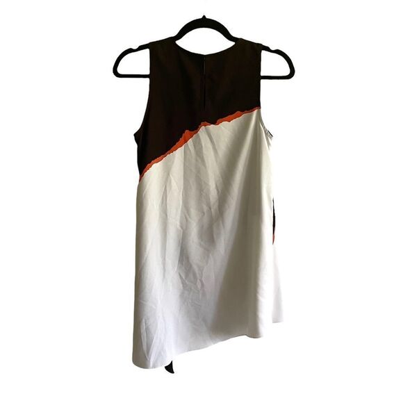 KENNETH COLE Reaction Sleeveless Asymmetrical Tank Top Blouse White Black XS - Picture 2 of 5